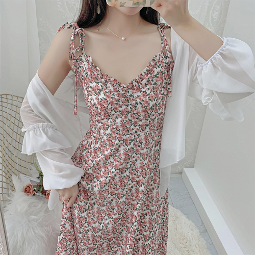 Floral sling dress women's summer 2023 new first love French design sense niche chiffon temperament