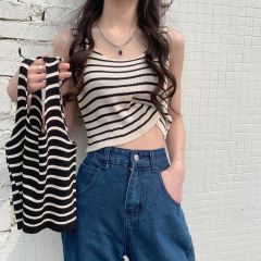 Striped vest women's summer clothes fashion slim temperament short tops slim all-match suspenders short tops bottoming shirts