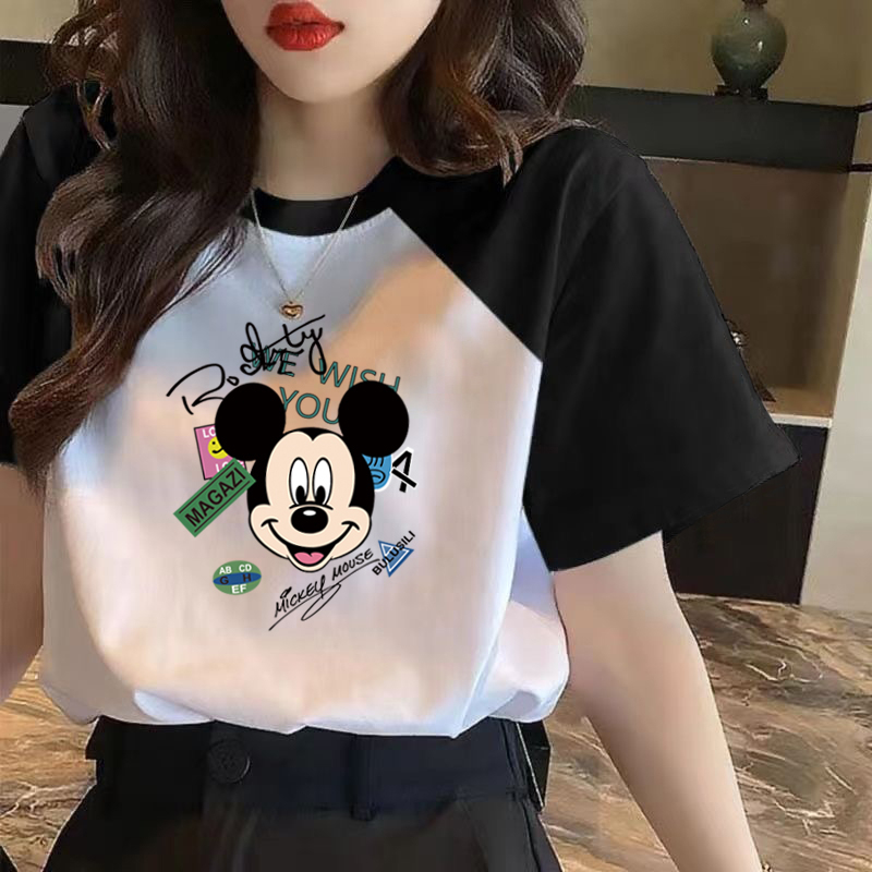Pure cotton raglan shoulders hit color stitching short-sleeved t-shirt women's clothing 2023 new summer design sense niche T-shirt top
