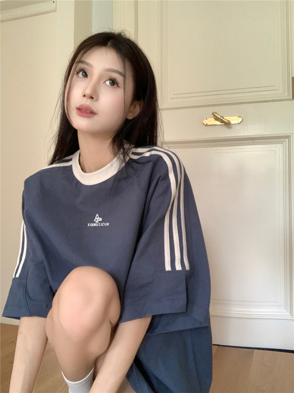 200g pure cotton back bag combed tight new short-sleeved t-shirt female embroidery