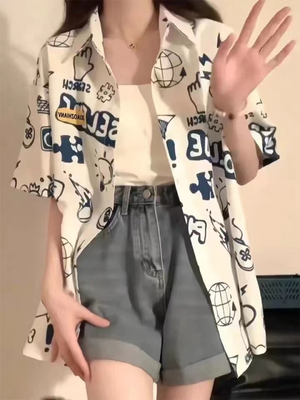 Original fabric Douyin quality design niche Hong Kong style chicPolo short-sleeved shirt for women