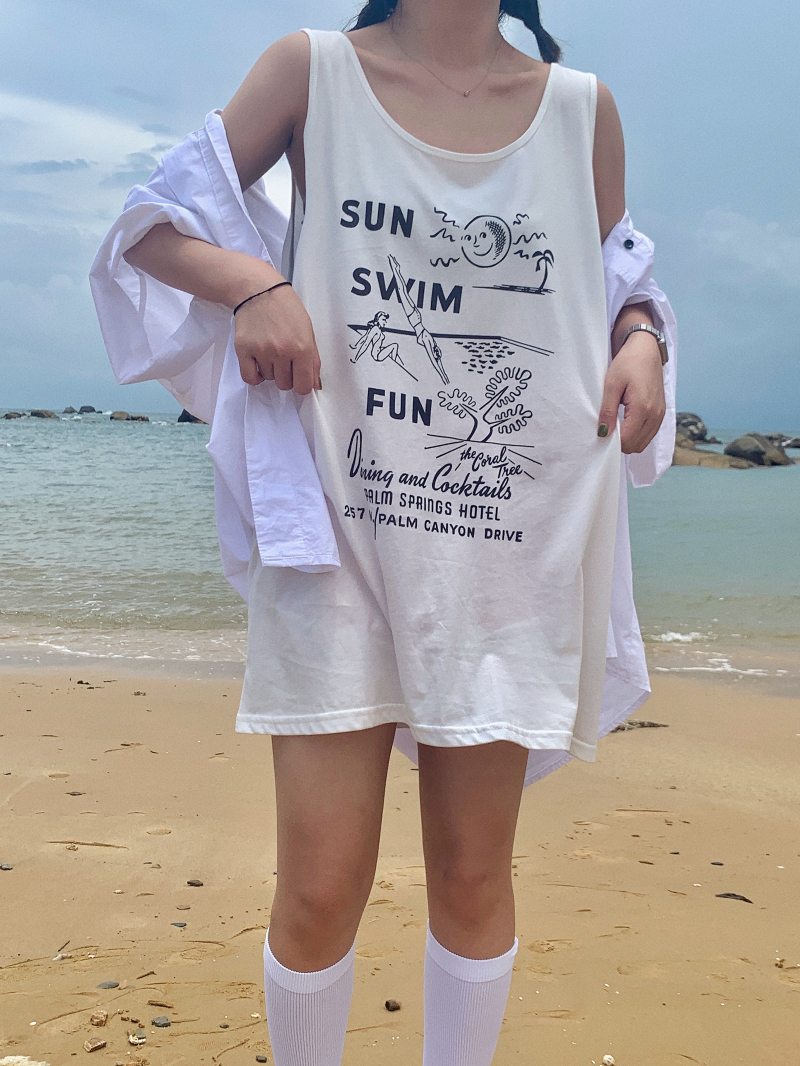 Tmall quality cotton American cartoon loose sleeveless vest T-shirt women's summer ins tide