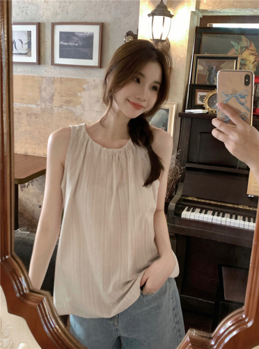 Real shot real price Korean summer new vertical striped shirt vest loose all-match strapless sleeveless suspender top