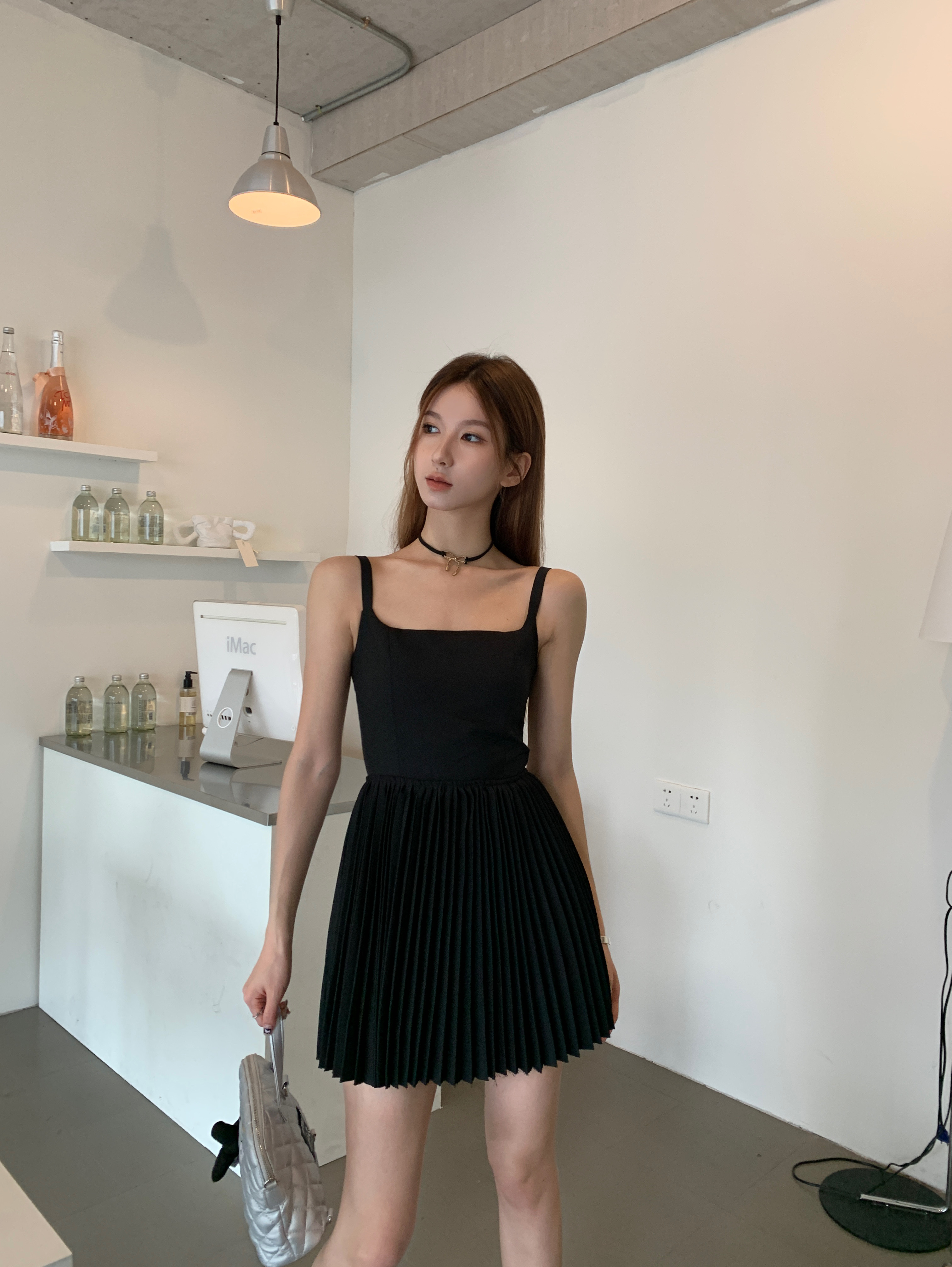 Real price real price summer dress ballet style suspender skirt female waist slim backless pleated a-line skirt