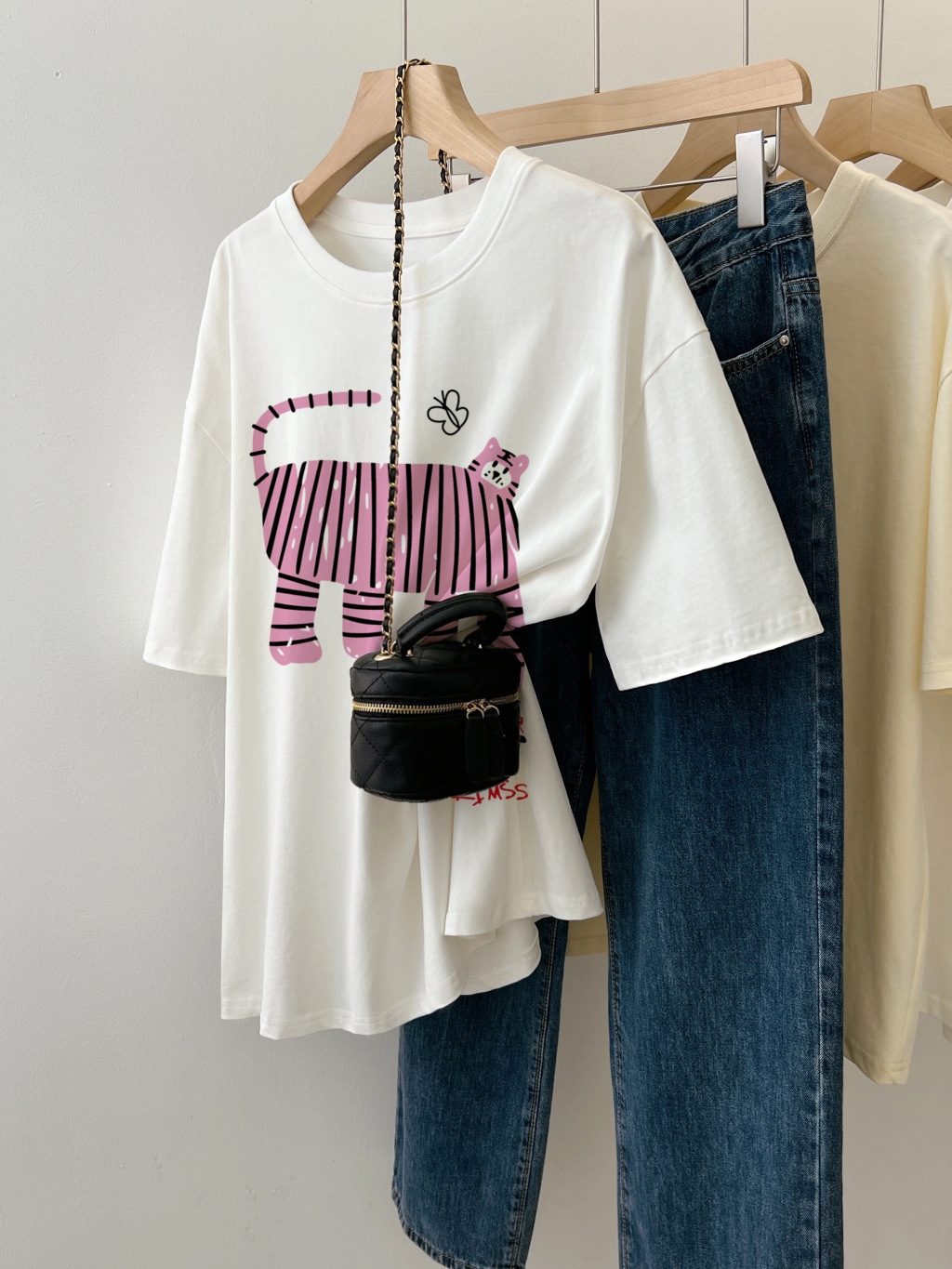 Real shot real price 100% cotton combed cotton printed summer short-sleeved T-shirt women's loose Korean version