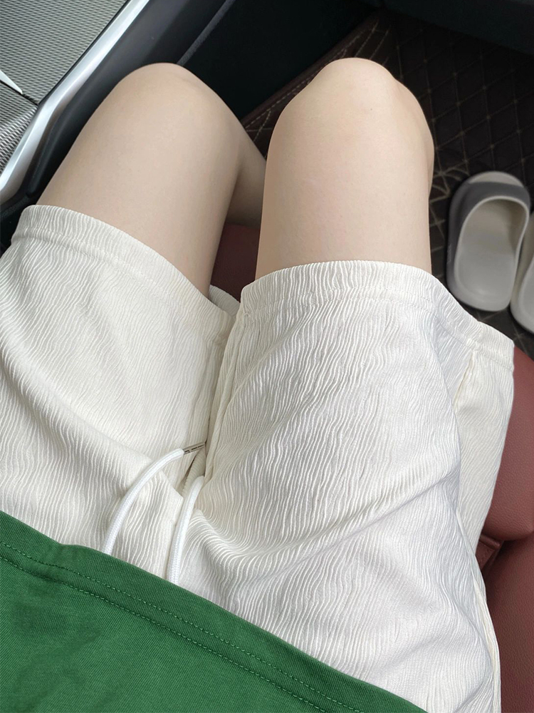 Ice Silk Sports Shorts Women 2023 Summer Thin Section Pleated Loose High Waist Drape Casual Wide Leg Five Point Pants