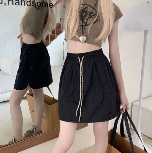 Real shot American casual tooling skirt women's summer a-line loose and thin shorts skirt