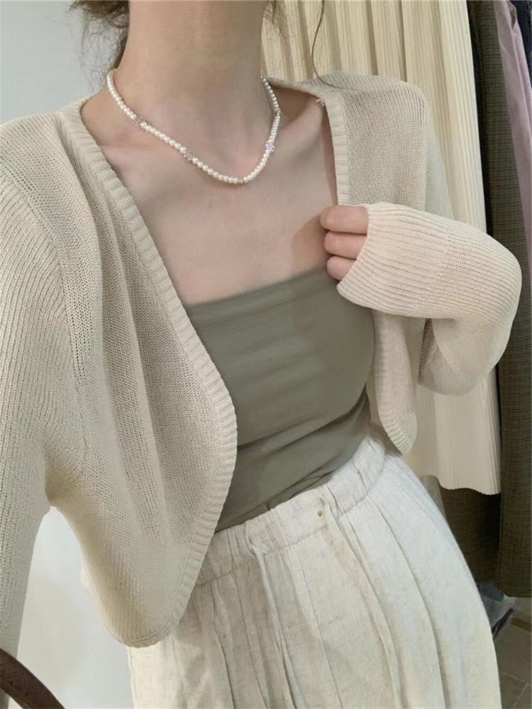 New short loose sunscreen shawl 2023 summer new women's clothing Korean style fashion all-match thin top solid color