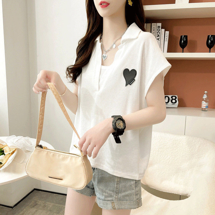 Official image net price｜piqué｜Small v-neck sleeveless short t-shirt women's loose and versatile large size top