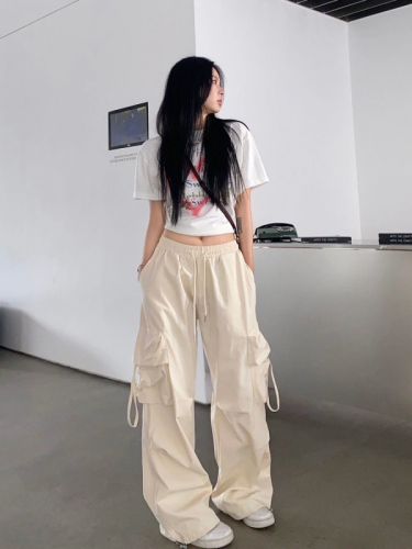 American overalls women's 2023 new casual all-match loose straight wide-leg pants