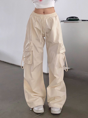 American overalls women's 2023 new casual all-match loose straight wide-leg pants