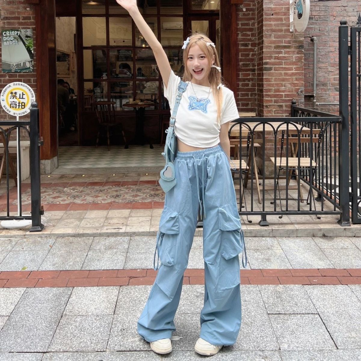 Original craft American hot girl niche loose straight all-match slim overalls