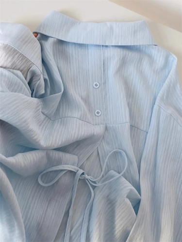 Original fabric small fresh light blue long-sleeved shirt women's new summer thin section sunscreen top shirt jacket