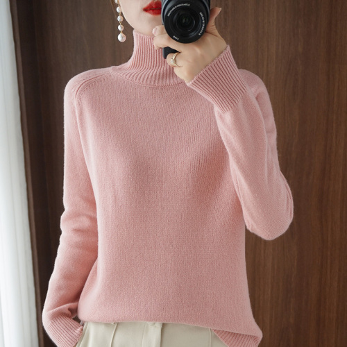 Western-style turtleneck sweater women's loose pullover sweater 2023 autumn and winter new style inner long-sleeved stand-up collar bottoming shirt