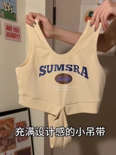 Design sense small sling Hong Kong style student short vest female INS slim top trendy