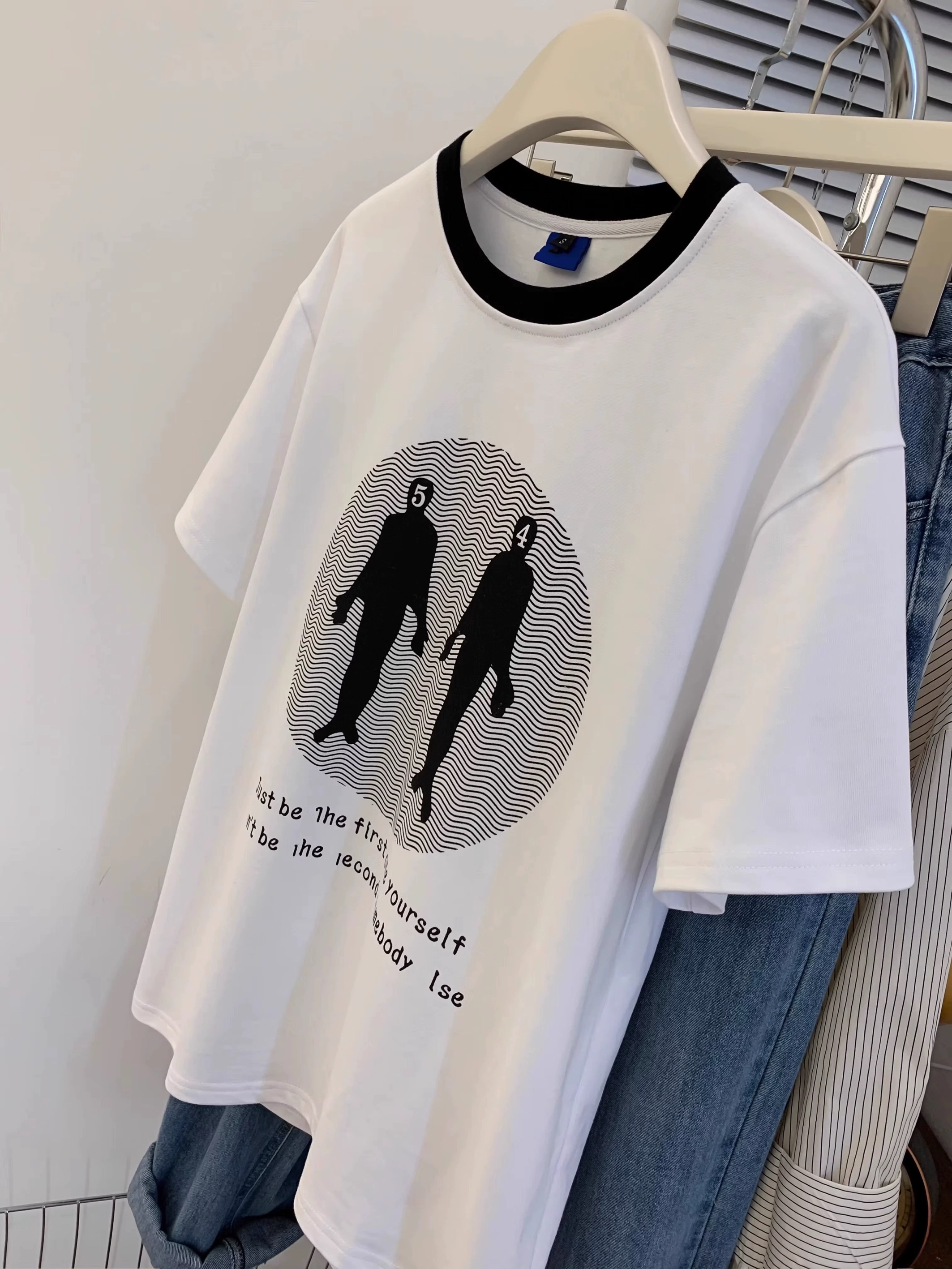 Cotton back pack collar summer new short-sleeved t-shirt female Korean version loose fat MM large version student round neck casual top