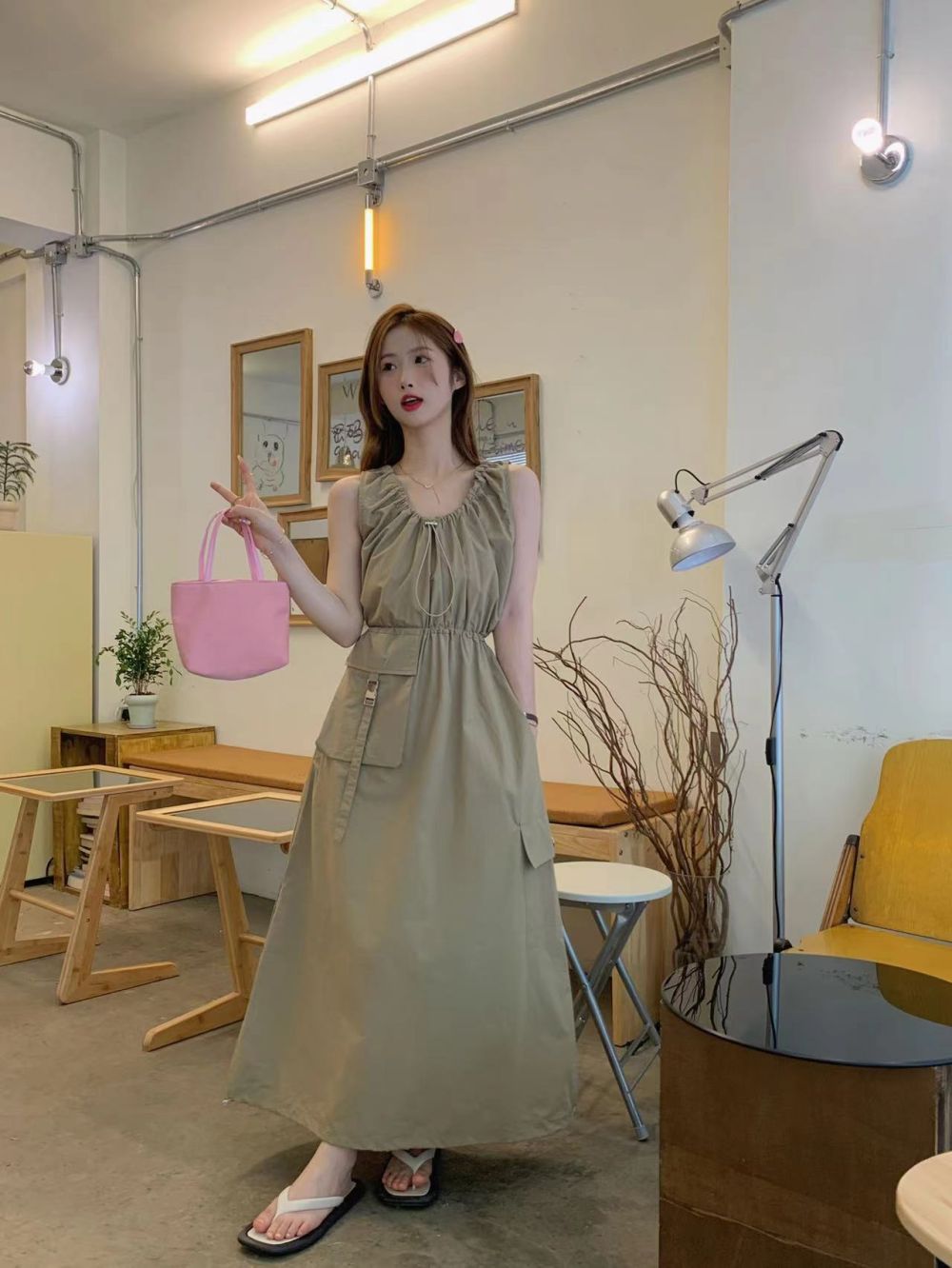 Real price real shot three standard high-waisted A-line casual tooling long skirt unlocks multiple ways to wear it