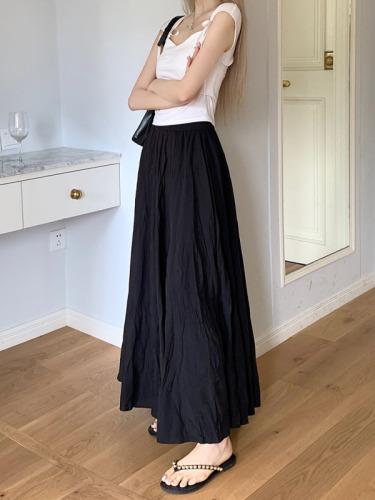 Real price 2023 summer new pleated skirt women's high waist A-line skirt light, flexible and elegant swing skirt