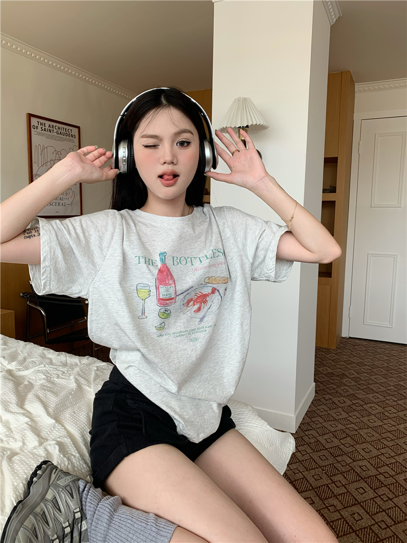 All-match childlike loose casual short-sleeved T-shirt