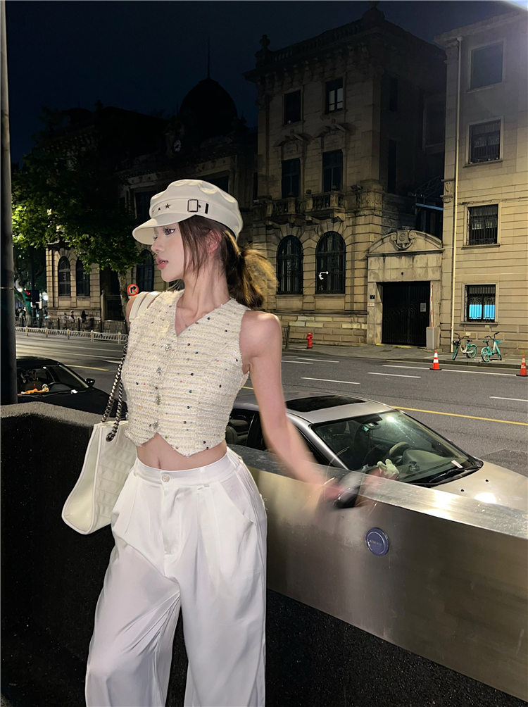 !  Fashion suit women's small fragrant style sleeveless vest top loose pants two-piece set