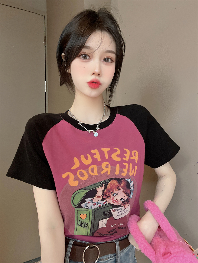 Cotton back bag 210g Odell 92 cotton 8 spandex new short-sleeved T-shirt female printing