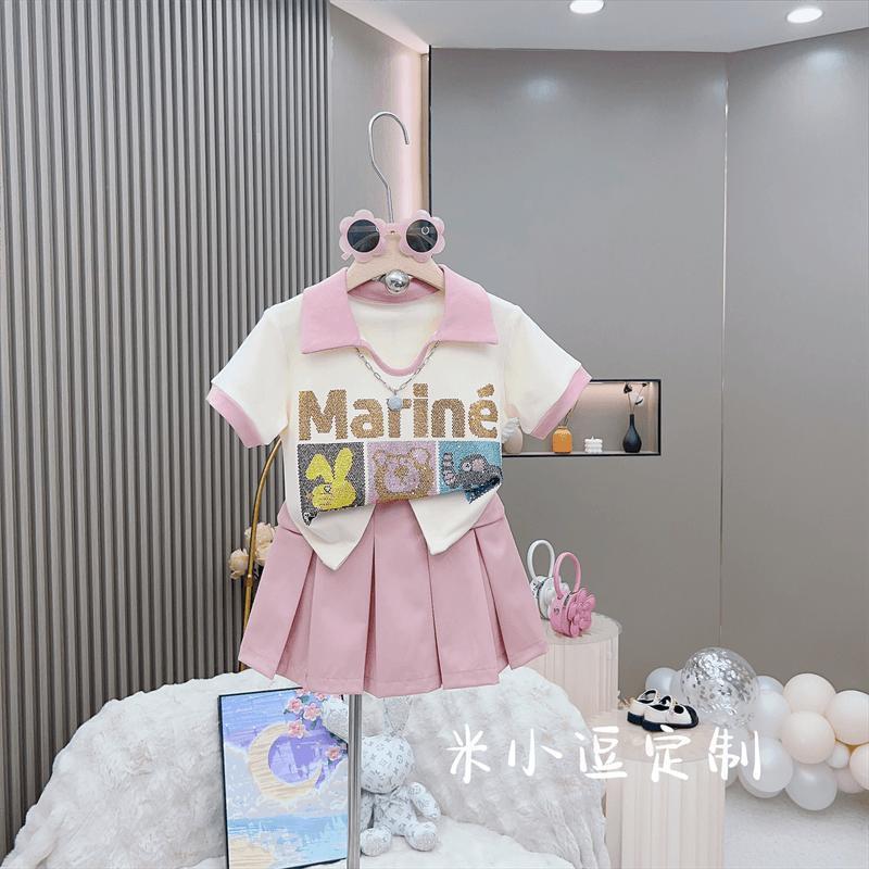 Girls' suit summer style 2023 net red American style summer short-sleeved shorts summer new fried street children's Korean style trendy clothes