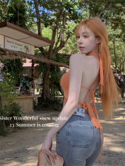 Summer wear sexy strappy halter neck vest