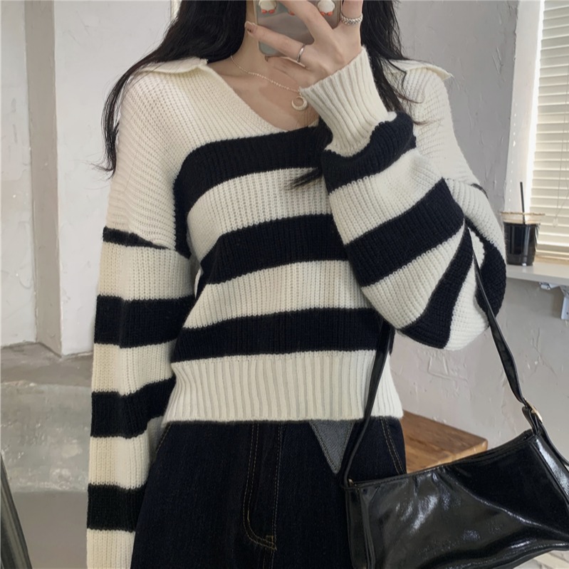 Women's clothing new street style age-reducing fashion top gentle style Korean style all-match lazy style mohair
