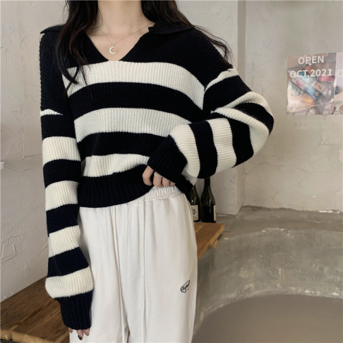 Women's clothing new street style age-reducing fashion top gentle style Korean style all-match lazy style mohair