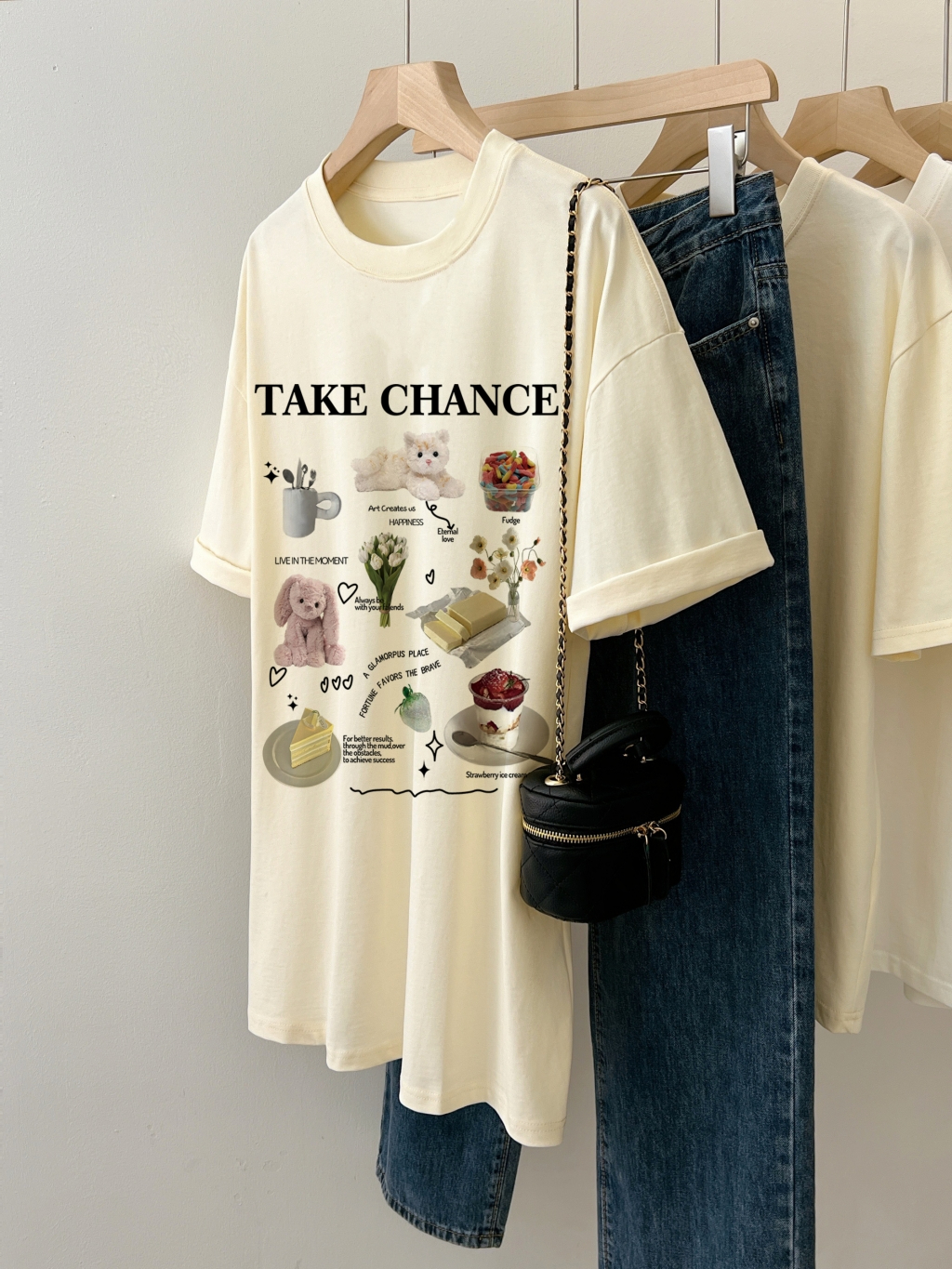 100% cotton combed cotton printed summer short-sleeved T-shirt female loose Korean version