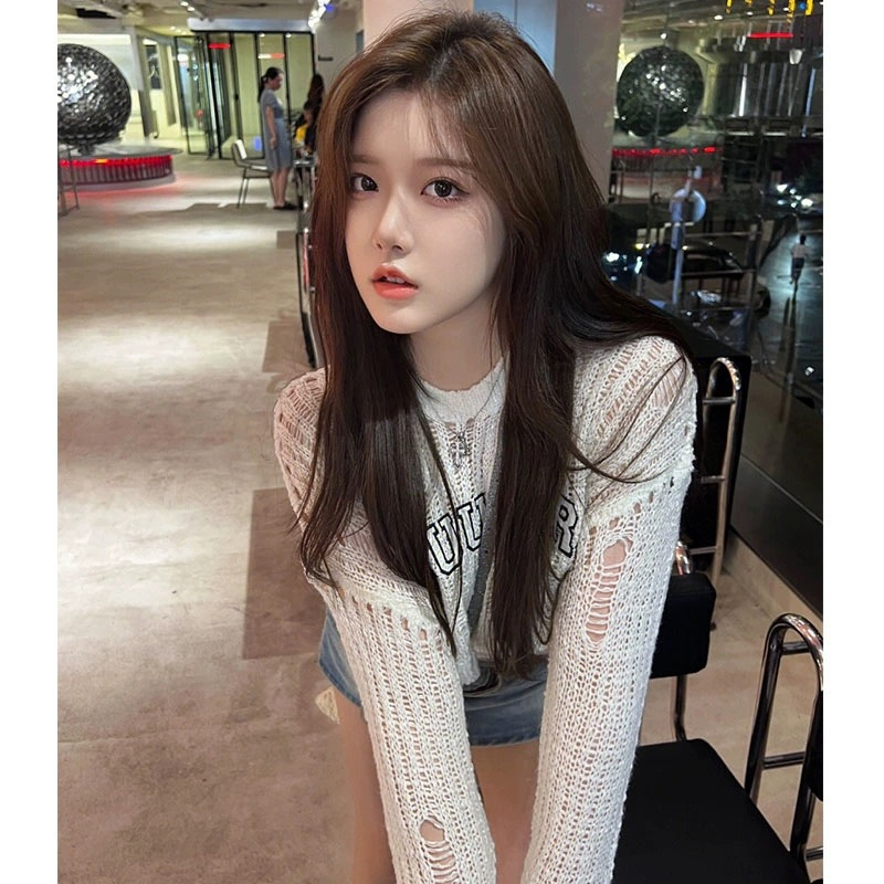 2023 autumn and winter new Korean Dongdaemun wool knitwear net red same style GLYP simple all-match casual sweater women