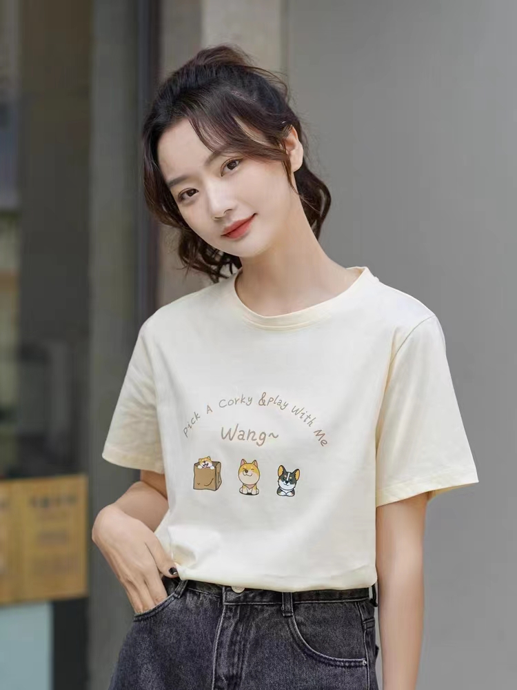 Official picture spring and summer short-sleeved printed T-shirt four fabrics to choose from, pure cotton, back collar, vibrato quality