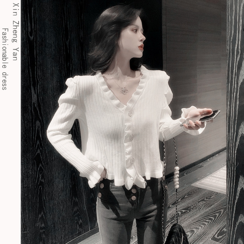 Short shawl coat women's spring and autumn Korean version all-match loose outerwear knit cardigan gentle wind sweater small coat