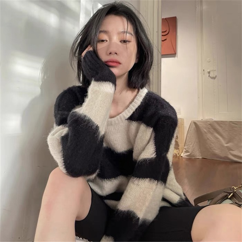 2023 South Korea Dongdaemun GLYP Autumn and Winter New Sweater Knitwear Net Red College Versatile Lazy Sweater Women
