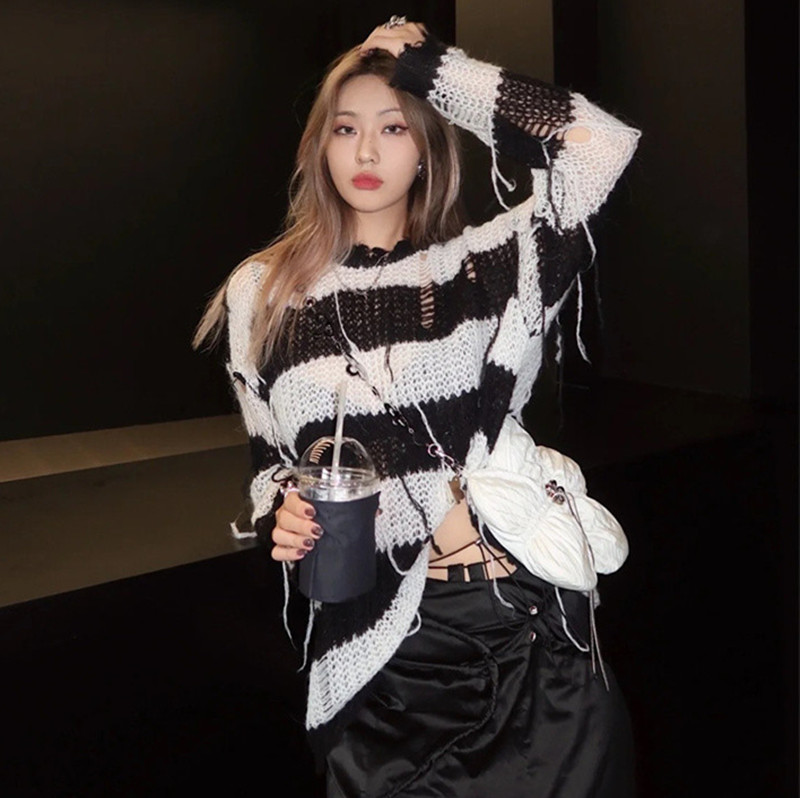 2023 South Korea Dongdaemun GLYP Autumn and Winter New Sweater Knitwear Net Red College Versatile Lazy Sweater Women