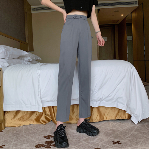 Gray high-waist slim suit pants women's spring 2023 new black small tall nine-point casual pants