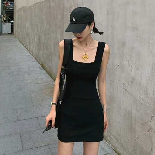 Clothes house gray broadband suspender skirt women's autumn and winter bottoming tight-fitting black vest dress
