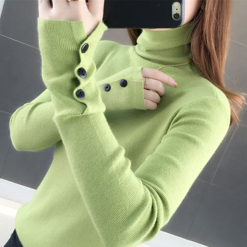 New style slim long-sleeved high-necked knitted bottoming shirt women's tight-fitting sweater women's inner wear autumn and winter tide