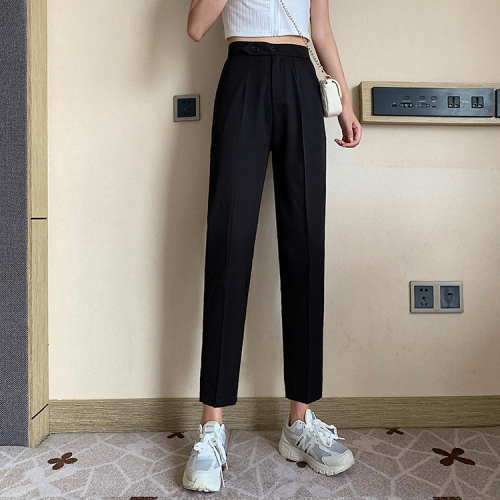 Gray high-waist slim suit pants women's spring 2023 new black small tall nine-point casual pants