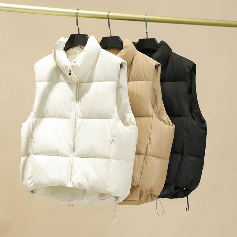 Down cotton vest women's short style new 2023 Korean version large size loose down cotton vest vest vest simple