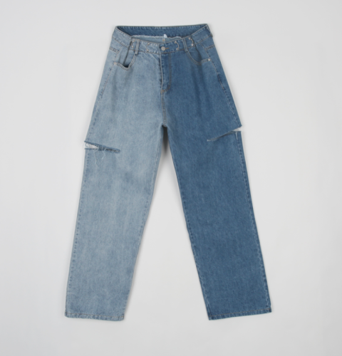6351# Complicated Washed High Waist Small Straight Jeans