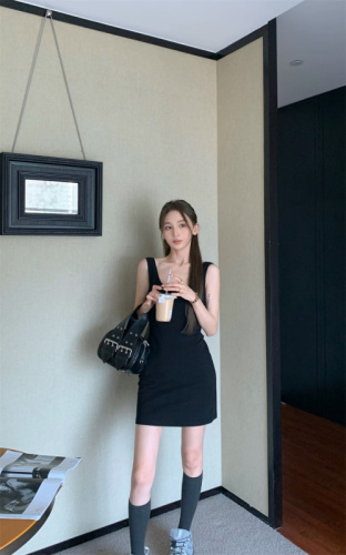Korean style casual open back camisole dress