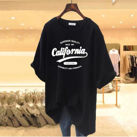 Short-sleeved t-shirt female loose Korean version of ins tide  spring and summer new mid-length half-sleeved top ins tide