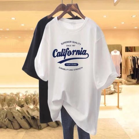 Short-sleeved t-shirt female loose Korean version of ins tide  spring and summer new mid-length half-sleeved top ins tide