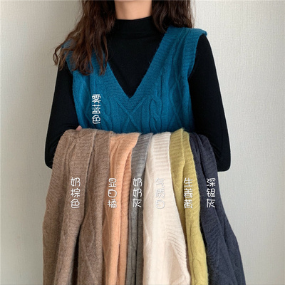 2023 autumn and winter Korean style solid color vest V-neck vest versatile simple pullover vest sleeveless outerwear