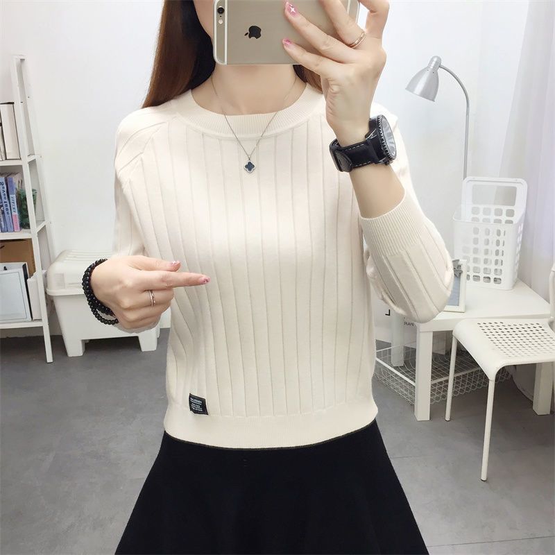 Long-sleeved knitted bottoming shirt women's autumn and winter 2023 new slim slim sweater pullover short foreign style top