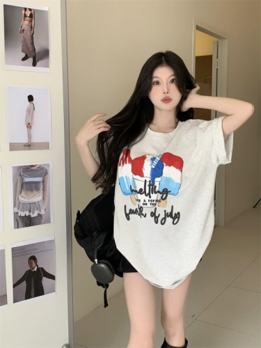 New ~6535 cotton summer Hong Kong style printed T-shirt