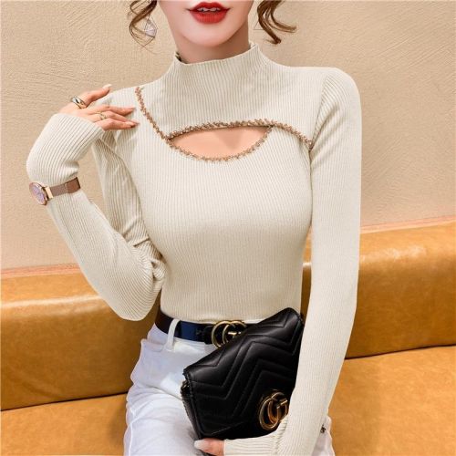 High-end bottoming shirt with a half-high collar 2023 new trendy fashion western style slim-fitting knitted sweater core-spun yarn