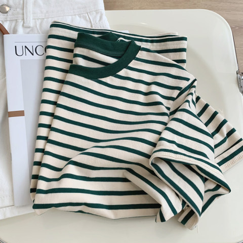 Official picture 6535 cotton 2022 new short-sleeved t-shirt women's stripes