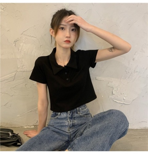 65 pull frame cotton five-color POLO collar short slim T-shirt solid color embroidery